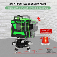 Load image into Gallery viewer, 12 Lines 3D Green Laser Level Self-Leveling 360 Degrees Horizontal And Vertical Cross Lines Green Laser Line With Tripod Battery
