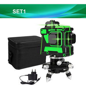 12 Lines 3D Green Laser Level Self-Leveling 360 Degrees Horizontal And Vertical Cross Lines Green Laser Line With Tripod Battery