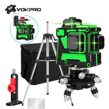 Load image into Gallery viewer, 12 Lines 3D Green Laser Level Self-Leveling 360 Degrees Horizontal And Vertical Cross Lines Green Laser Line With Tripod Battery
