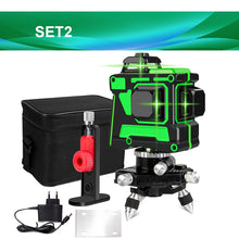 Load image into Gallery viewer, 12 Lines 3D Green Laser Level Self-Leveling 360 Degrees Horizontal And Vertical Cross Lines Green Laser Line With Tripod Battery
