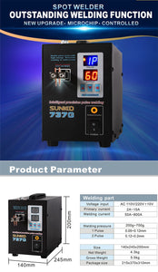 SUNKKO 737G Spot Welder 1.5kw LED Illumination Dual Digital Display Double Pulse Welding Machine For 18650 Battery