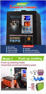 SUNKKO 737G Spot Welder 1.5kw LED Illumination Dual Digital Display Double Pulse Welding Machine For 18650 Battery