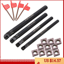 Load image into Gallery viewer, 4 Set Of 7/8/10/12Mm Sclcr Lathe Boring Bar Turning Tool Holder+10Pcs Ccmt 0602 Carbide Insert Blades for Lathe Turning Machine
