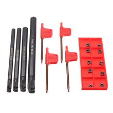 Load image into Gallery viewer, 4 Set Of 7/8/10/12Mm Sclcr Lathe Boring Bar Turning Tool Holder+10Pcs Ccmt 0602 Carbide Insert Blades for Lathe Turning Machine
