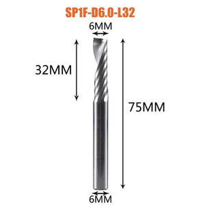 1pc AAAAA 3D CNC router bit engraving bit 3.175 /4/6 shank single flute CAD CAM spiral end mill for woodworking metal aluminum