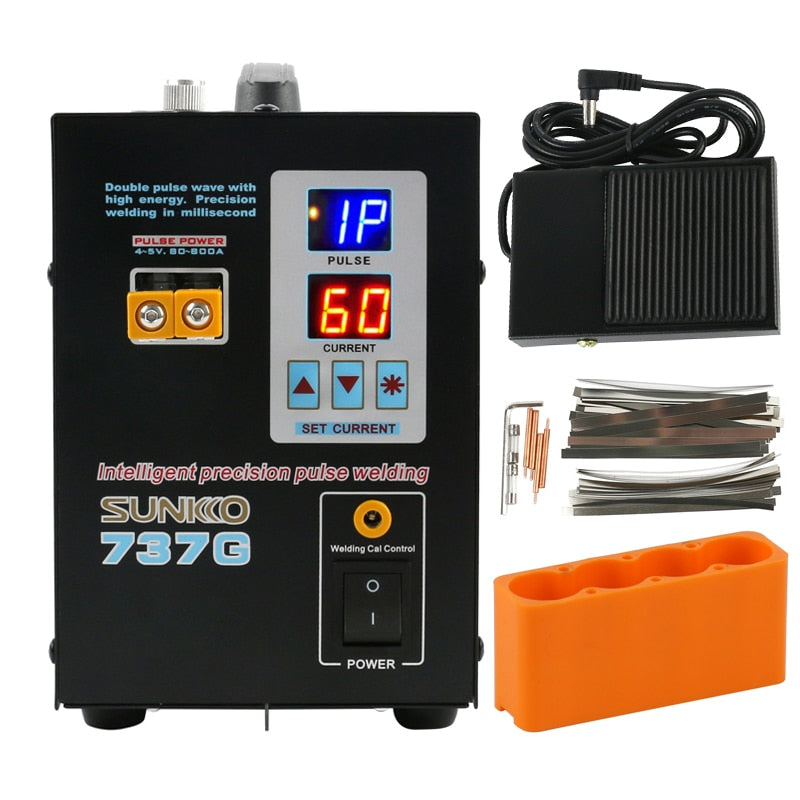 SUNKKO 737G Spot Welder 1.5kw LED Illumination Dual Digital Display Double Pulse Welding Machine For 18650 Battery