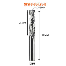 Load image into Gallery viewer, Compression milling cutter woodwork DOWN Cut Two Flutes Spiral Carbide Milling Tool CNC Router Wood End Mill Cutter Bits
