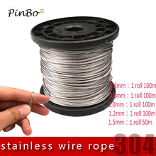 Load image into Gallery viewer, 10m 7*7 0.6mm 0.8mm 1mm 1.2mm 1.5mm 2mm 304 Stainless Steel Rope wire rope Clothesline Soft Fishing Lifting Cable
