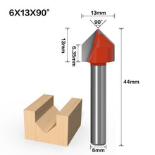 Load image into Gallery viewer, 6mm V Bit-1PCS,CNC solid carbide end mill,tungsten steel woodworking milling cutter,3D wood MDF router bit,60 90 120 150 degrees
