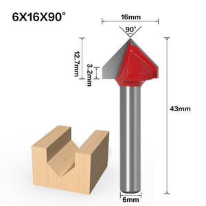 6mm V Bit-1PCS,CNC solid carbide end mill,tungsten steel woodworking milling cutter,3D wood MDF router bit,60 90 120 150 degrees