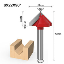 Load image into Gallery viewer, 6mm V Bit-1PCS,CNC solid carbide end mill,tungsten steel woodworking milling cutter,3D wood MDF router bit,60 90 120 150 degrees
