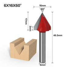 Load image into Gallery viewer, 6mm V Bit-1PCS,CNC solid carbide end mill,tungsten steel woodworking milling cutter,3D wood MDF router bit,60 90 120 150 degrees
