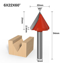 Load image into Gallery viewer, 6mm V Bit-1PCS,CNC solid carbide end mill,tungsten steel woodworking milling cutter,3D wood MDF router bit,60 90 120 150 degrees
