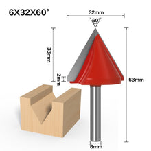 Load image into Gallery viewer, 6mm V Bit-1PCS,CNC solid carbide end mill,tungsten steel woodworking milling cutter,3D wood MDF router bit,60 90 120 150 degrees
