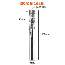 Load image into Gallery viewer, Compression milling cutter woodwork DOWN Cut Two Flutes Spiral Carbide Milling Tool CNC Router Wood End Mill Cutter Bits
