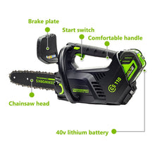 Load image into Gallery viewer, New Greenworks 40v Cordless Chain Saw Brushless ONE HAND Operate Chainsaw 10 Inch Guide Bar
