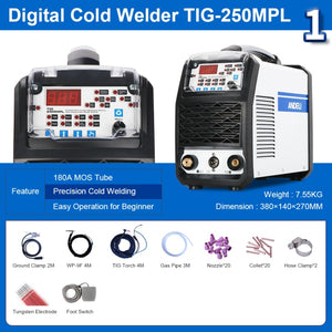 ANDELI Intelligent TIG Welder TIG-250MPL TIG Welding Machine COLD/PULSE/ TIG Welding Cold Welding Spot Welding tig inverter