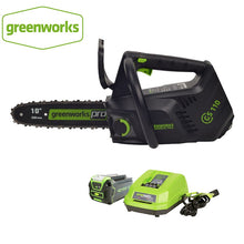 Load image into Gallery viewer, New Greenworks 40v Cordless Chain Saw Brushless ONE HAND Operate Chainsaw 10 Inch Guide Bar
